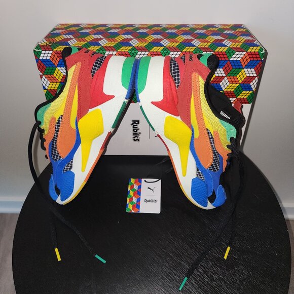 Size 7 Y (GS) PUMA x RUBIK'S RS-X³ Palace Blue-High Risk Red - Picture 2 of 10